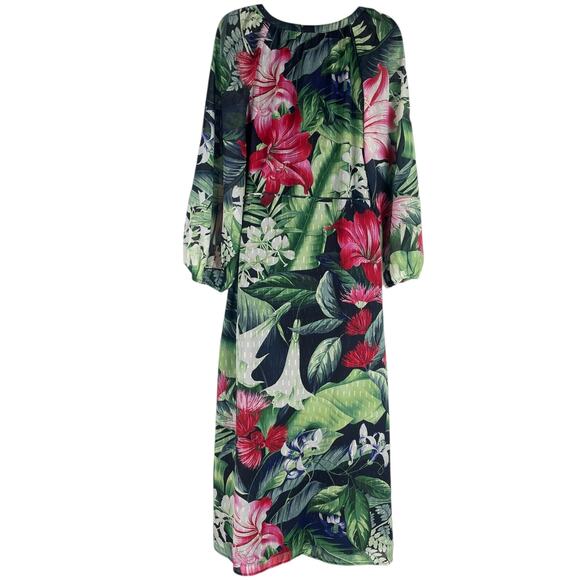 Tommy Bahama Celebration Tropical Floral Maxi Dress Green Size XXS - Picture 9 of 12